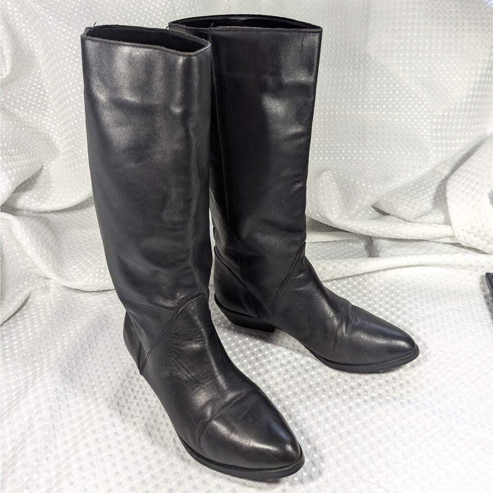 WHITE MOUNTAIN! CHILEAN! GENUINE LEATHER POINTY TOE BLACK WESTERN BOOTS! SZ 7B